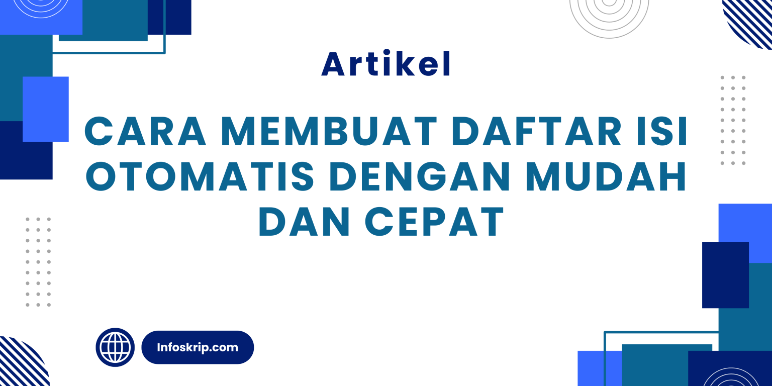 Cara Membuat Daftar Isi Otomatis